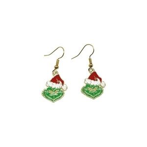 Grinch Santa Hat Green Earrings